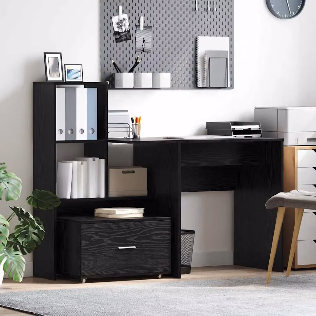 Carrello mobile con cassetti vidaXL in stile moderno, colore nero opaco, L 55 x P 45 x H 31 cm