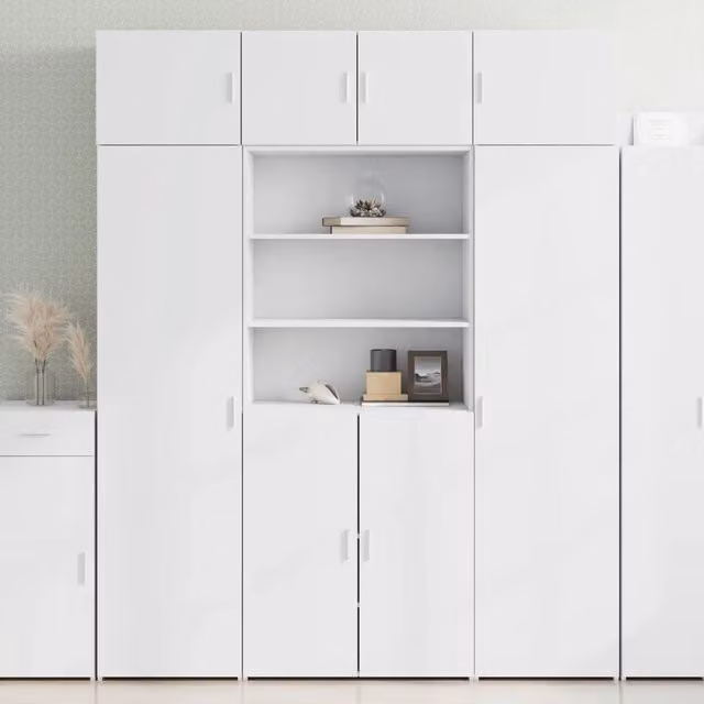 Credenza-Buffet-Armadio da cucina Bianca 80x42,5x185 cm in Legno Multistrato 287331