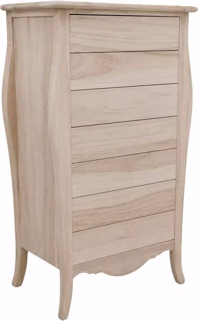 Cassettiera con 7 cassetti in legno grezzo Mobili 2G L: 80 cm, P: 40 cm, H: 138 cm – 1