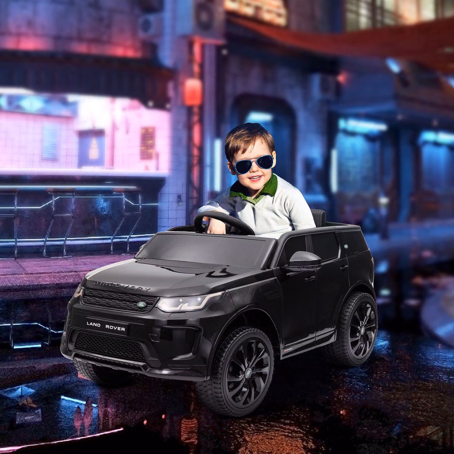 AIYAPLAY Macchina Elettrica per Bambini con Licenza Land Rover, Nero, L: 106 cm, P: 65.5 cm, H: 51 cm – 2