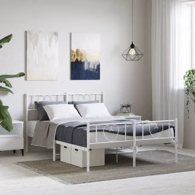 Giroletto vidaXL con testiera e pediera in metallo bianco L/P/H: 200 x 120 x 90 cm – 1