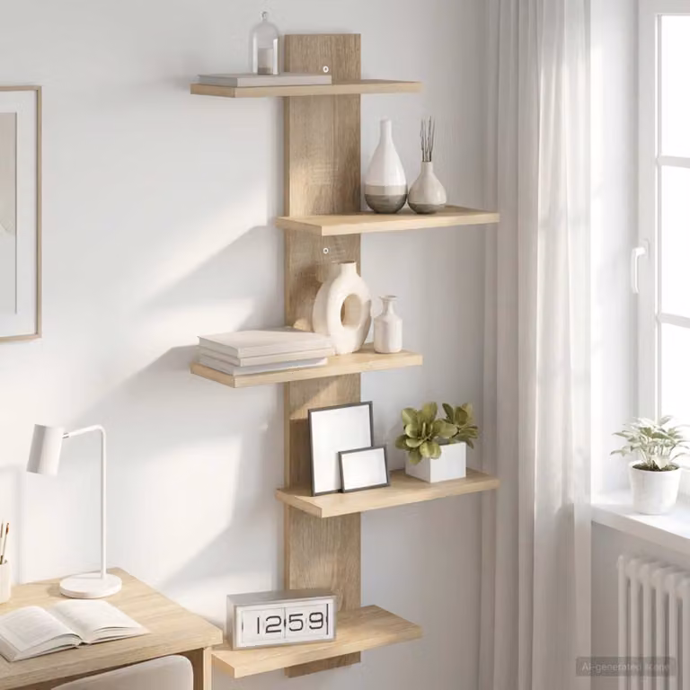 vidaXL Mensola a muro flottante moderna in Rovere Sonoma, marrone, L: 101 cm, P: 48,5 cm, H: 15 cm