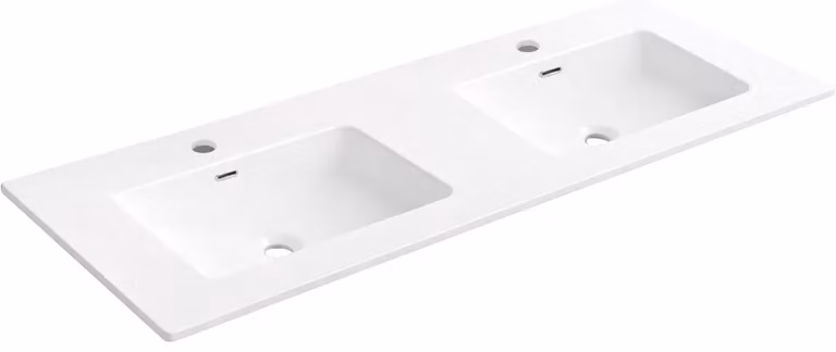 CERANO - Lavabo doppio in Vetroceramica Novo - da incasso - bianco lucido - 121x46,5 cm