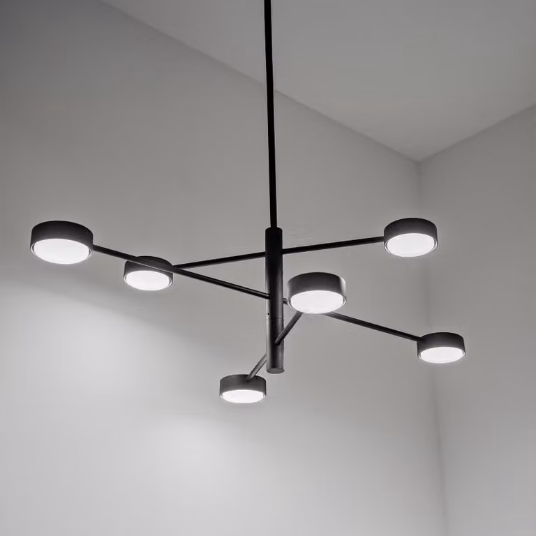 LUMILED Lampada a sospensione nera moderna Lampadario a 6 fiamme GX53 Presa di corrente LED Lampada da sala da pranzo Lampada da soffitto Lampada a sospensione in alluminio per soggiorno cucina tavola da pranzo 230V