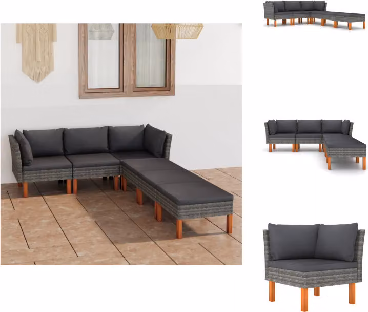 vidaXL set da salotto da giardino 6 pezzi con cuscini in poly rattan grigio - Set di mobili da giardino