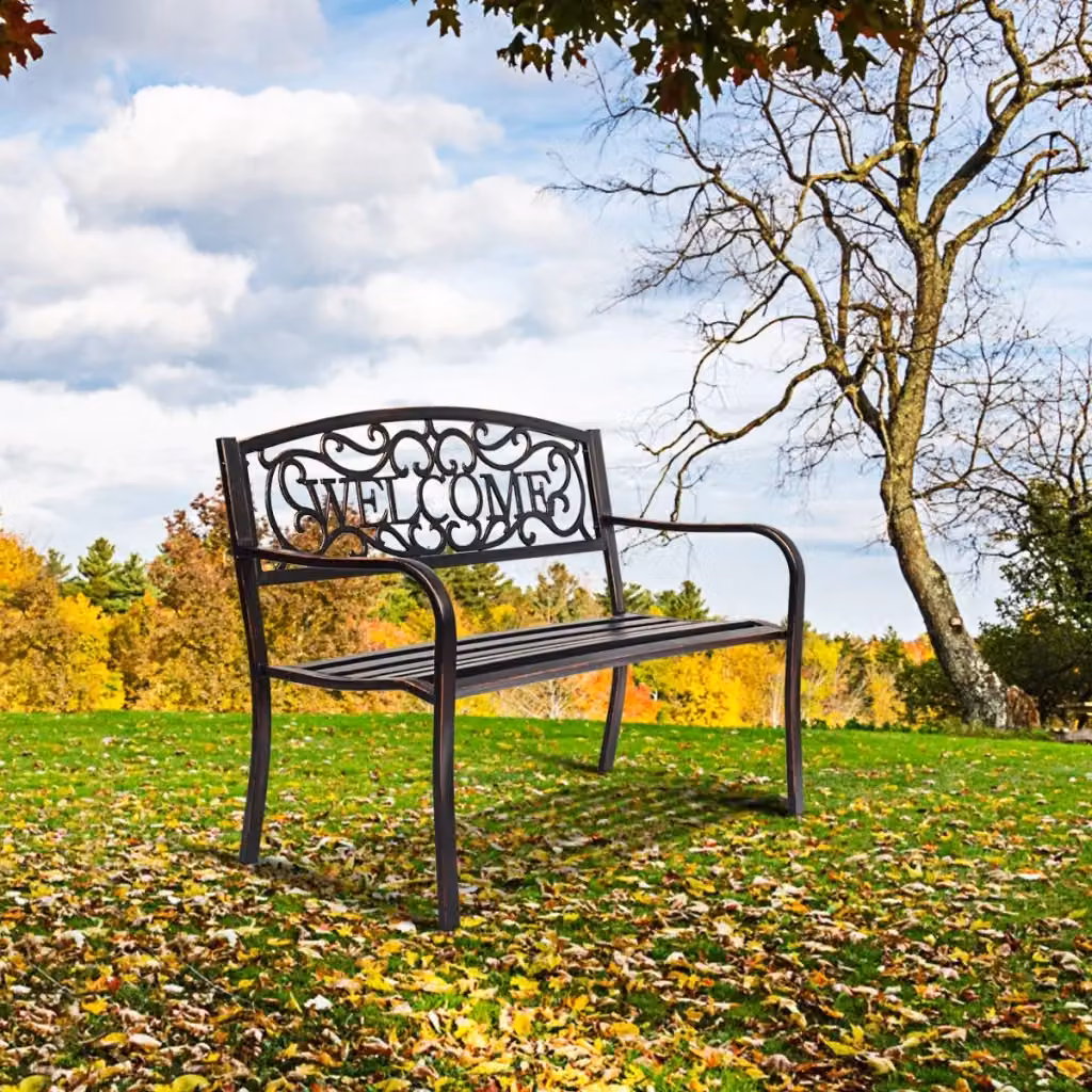 Panchina da giardino in stile antico in metallo color bronzo L: 127 cm, P: 63,5 cm, H: 89 cm – 2