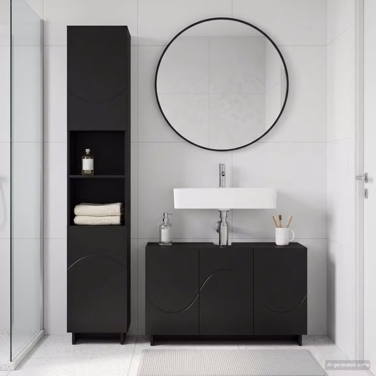 vidaXL Set mobili da bagno 2 pz Nero Legno ingegnerizzato