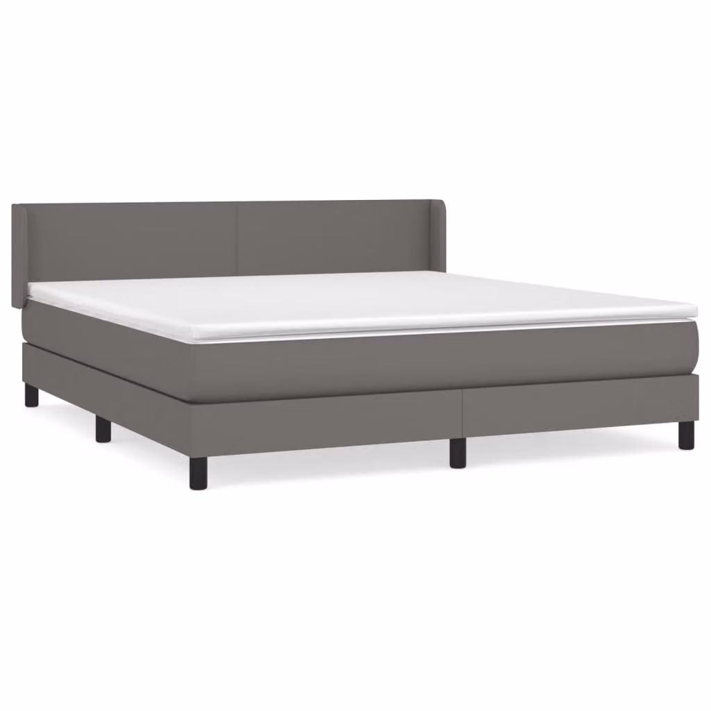 Giroletto a Molle con Materasso Grgio 180x200 cm in Pelle finta