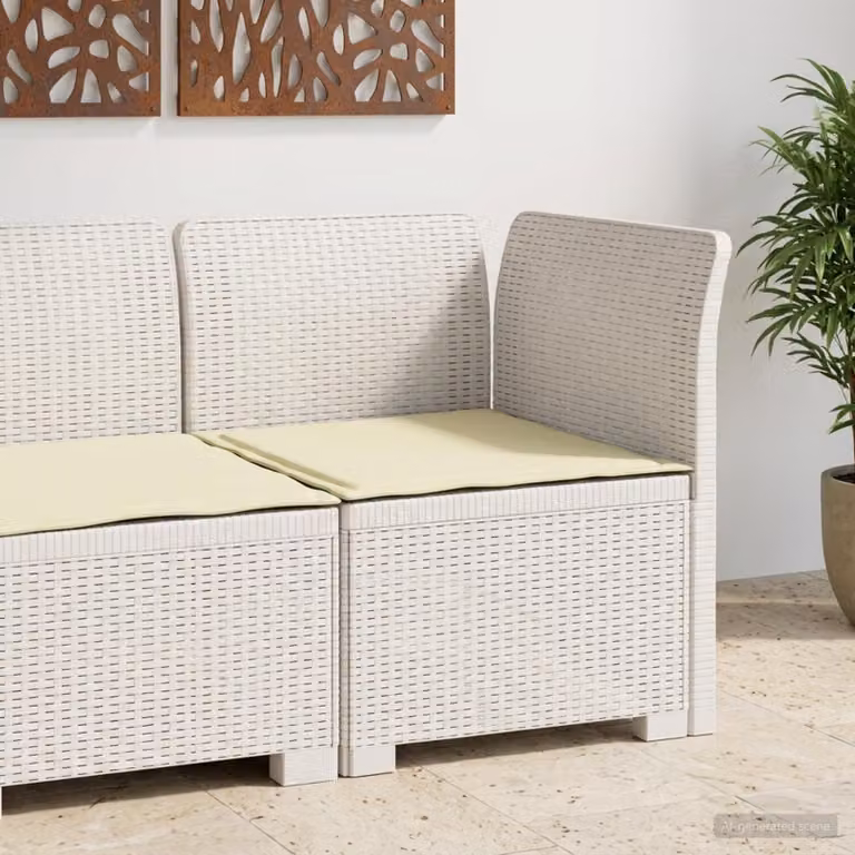 Divano da giardino singolo vidaXL con cuscino in aspetto rattan bianco