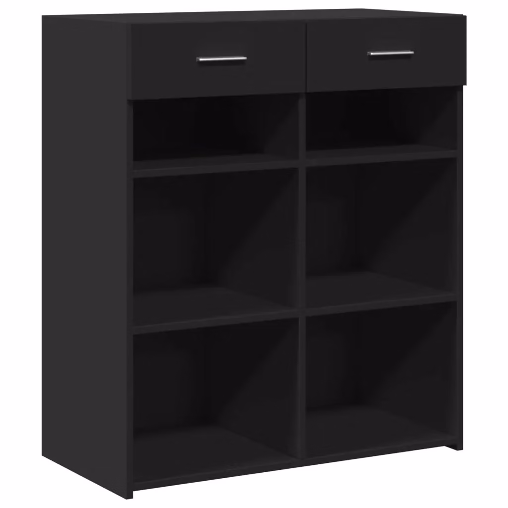 Credenza nera vidaXL in legno e MDF da appendere al muro L 80 cm x P 42,5 cm x H 93 cm – 2