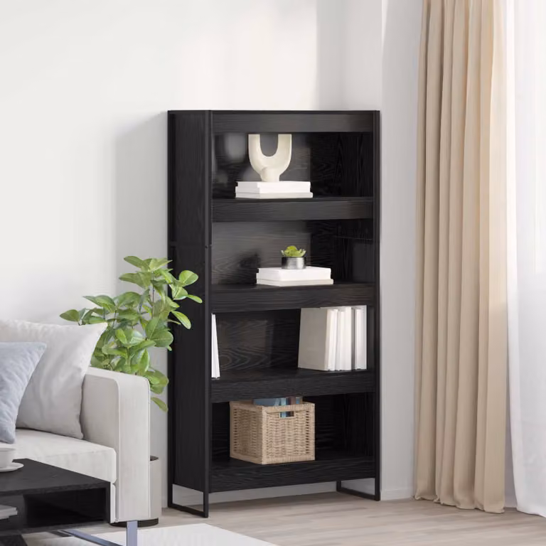 vidaXL Armadio per Libri in Stile Industrial con MDF e Metallo, Nero Opaco, L 80 x P 30 x H 155 cm