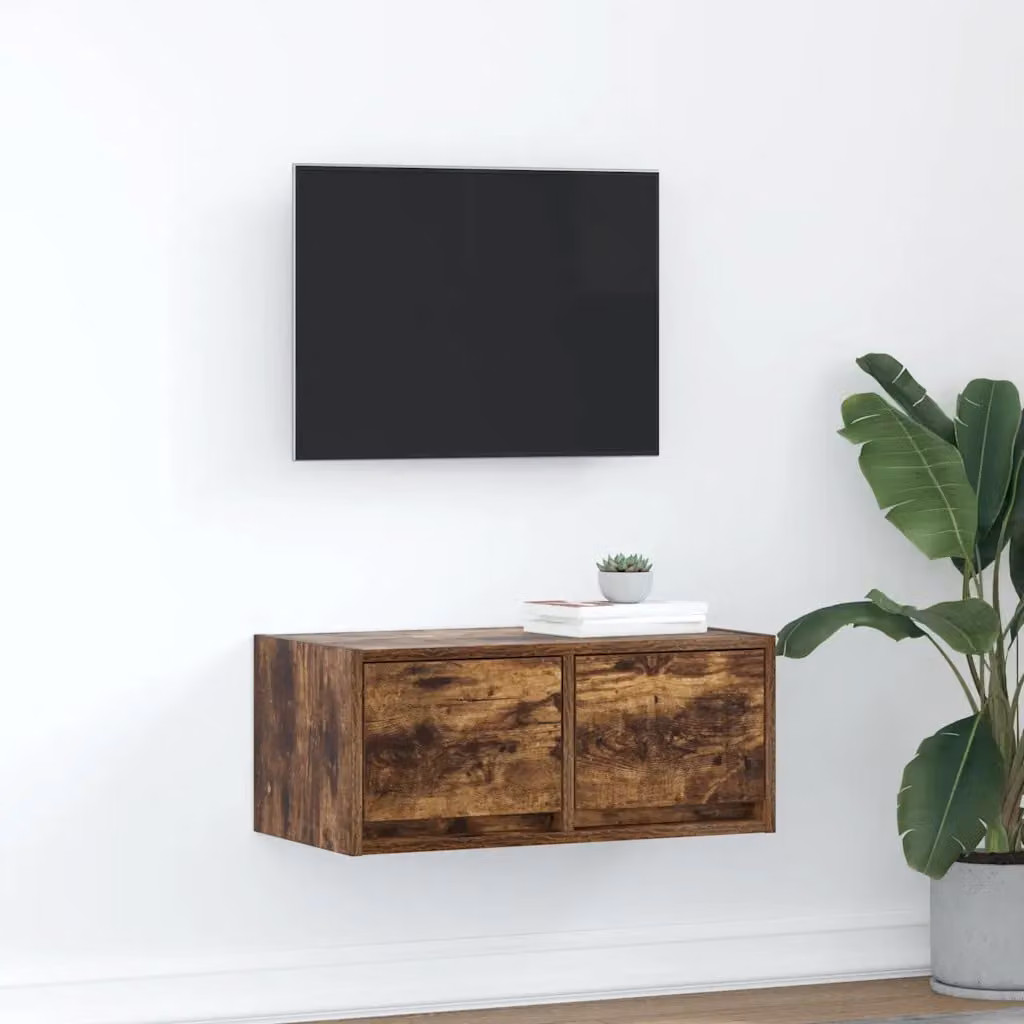 vidaXL Mobile Porta TV Moderno in Legno Rovere Fumo L: 60 cm, P: 31 cm, H: 25,5 cm