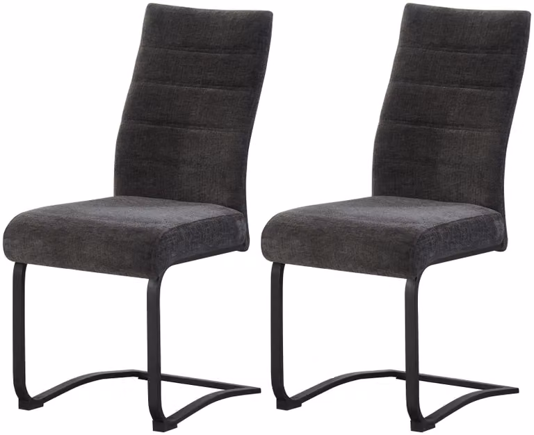 xonox.home Set di 2 sedie Swing Leni in tessuto testurizzato antracite (L/H/D): 43 x 98 x 59 cm