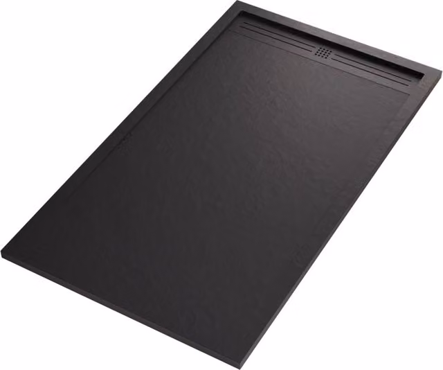 Piatto doccia in marmo resina nero pietra cemento grid, misura 80x190