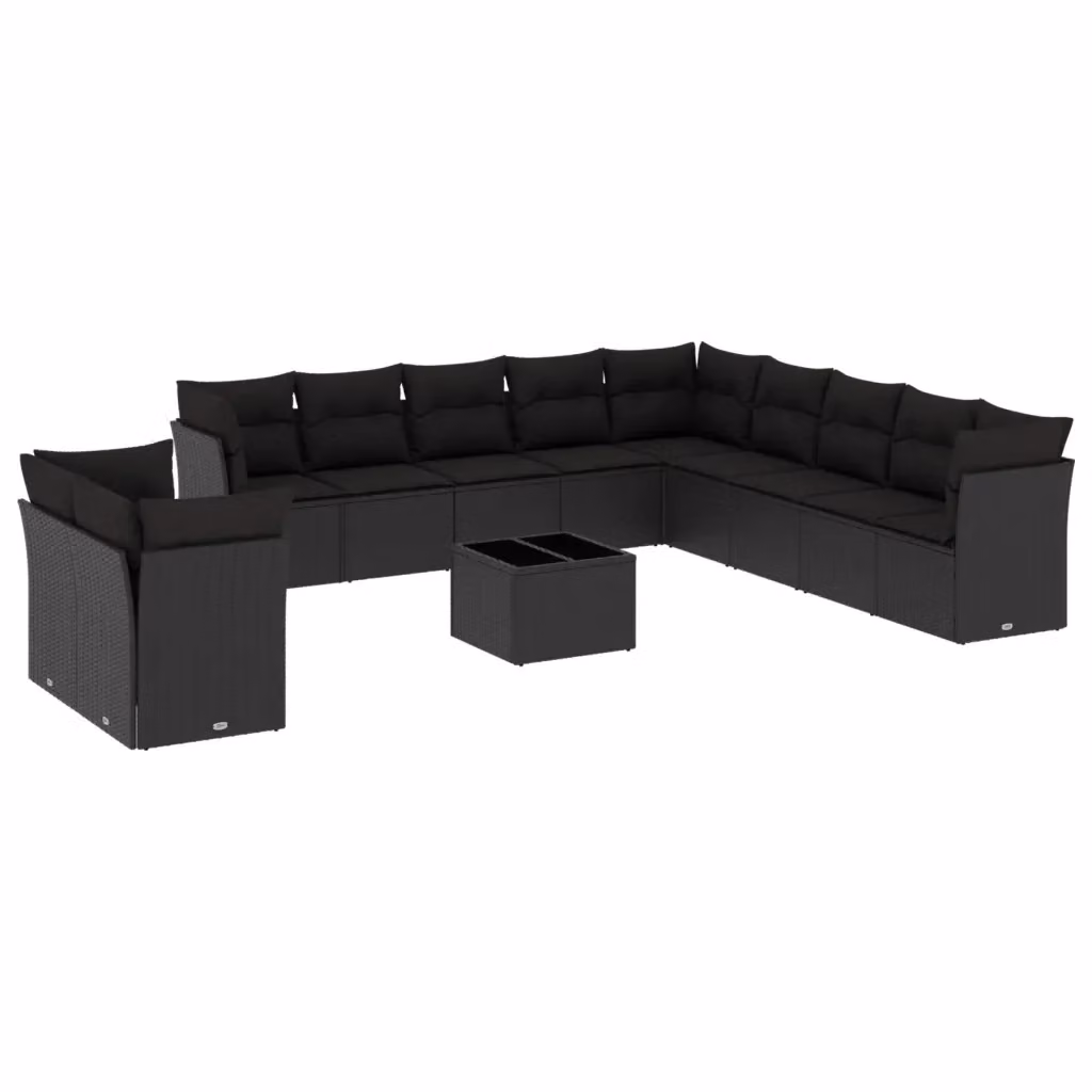 Set di divani da giardino VIDAXL in polyrattan nero con cuscini, composizione modulare da 12 pezzi per adulti – 2