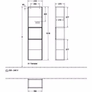 Villeroy & Boch F460HGGF Finion F46 colonna 418x1516x270 mm