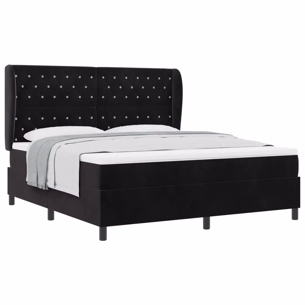 Letto ibrido con materasso a molle insacchettate vidaXL in velluto nero L: 180 cm, P: 200 cm, H: 280 cm – 2