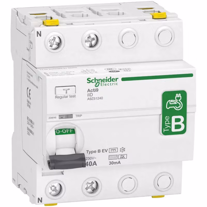Interruttore differenziale Schneider Electric, stazione di ricarica elettrica iID, 2P, 40A, tipo B-EV, 30mA A9Z51240