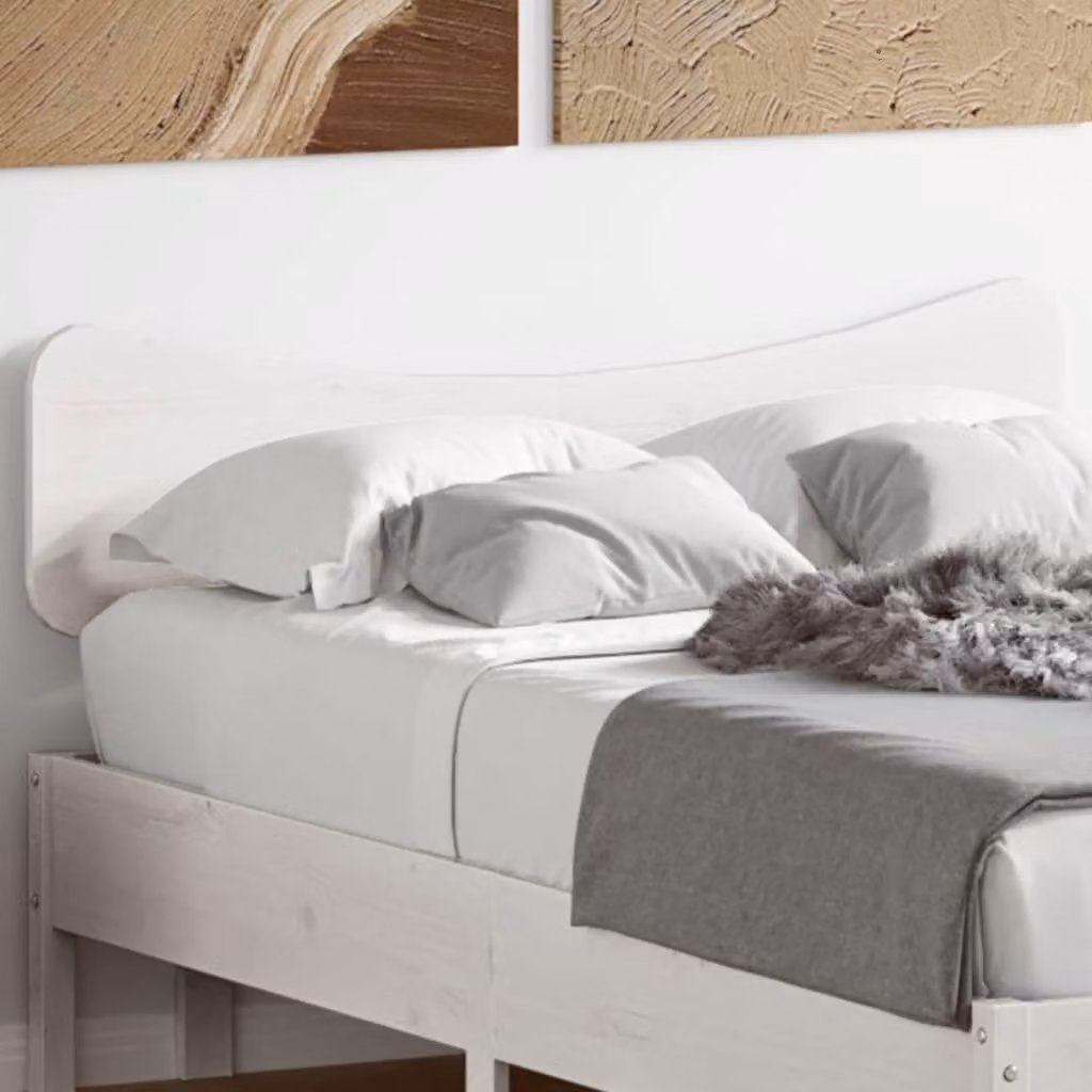 Testiera per letto vidaXL in legno massello di pino bianco laccato per letto 120x200 cm