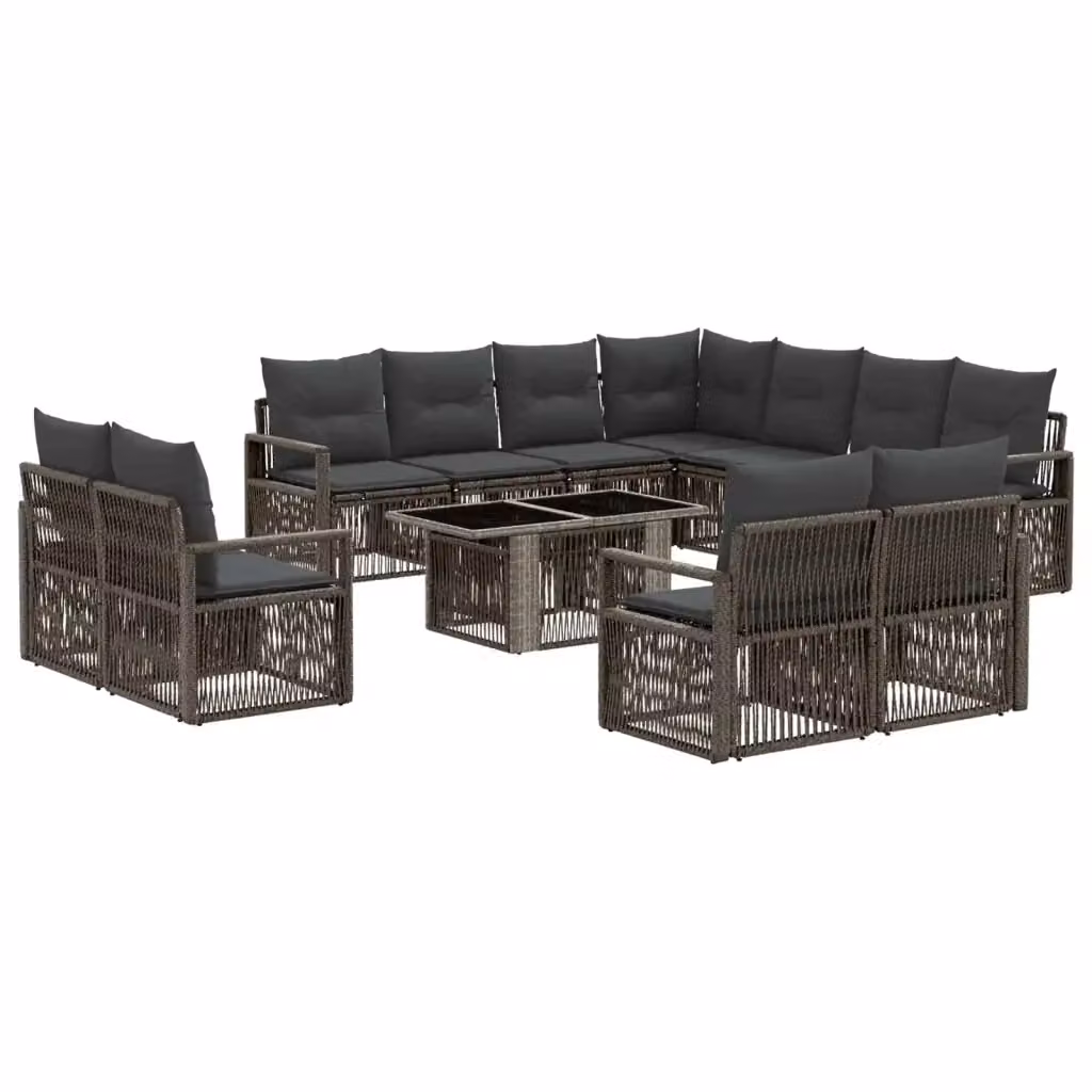 Set Divano da Giardino vidaXL 12 pz in Polyrattan Grigio e Antracite con Tavolino e Cuscini – 2