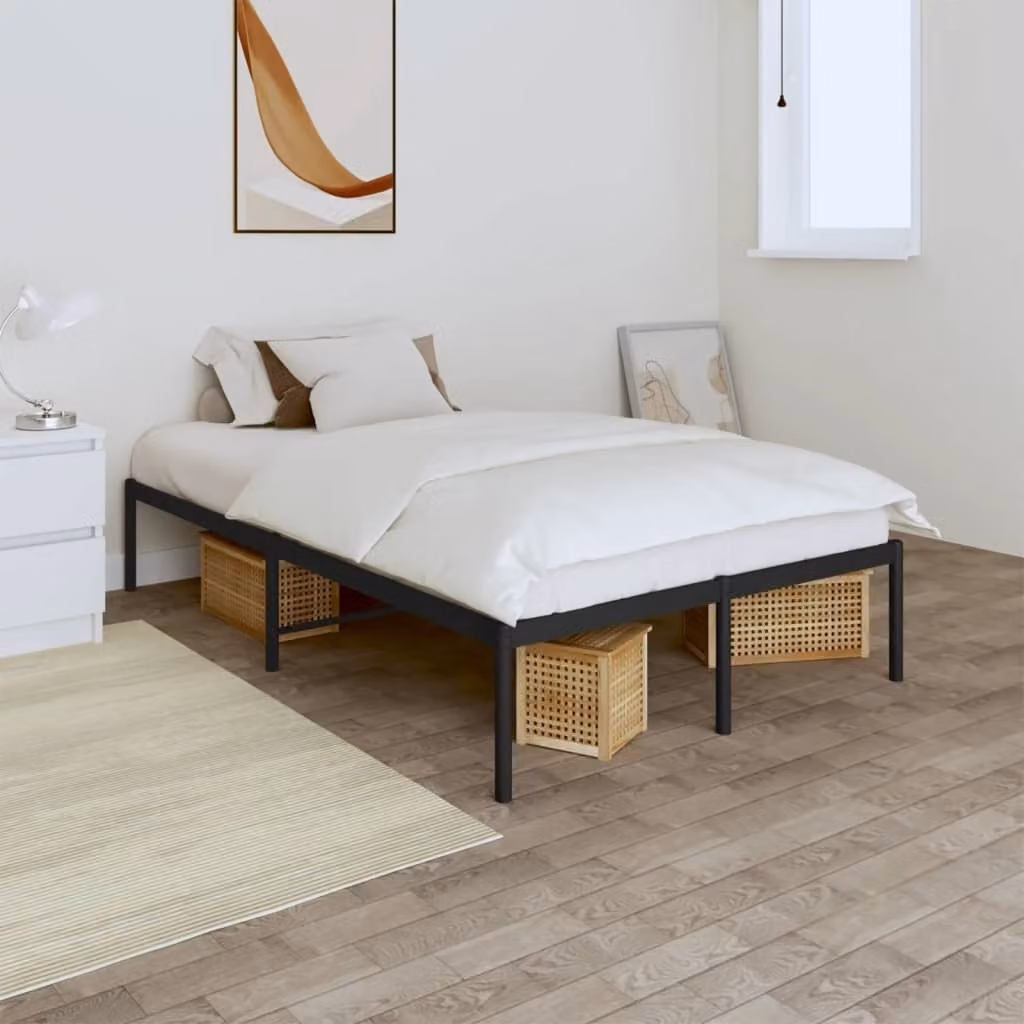 The Living Store Struttura letto in metallo nero 135x190 cm