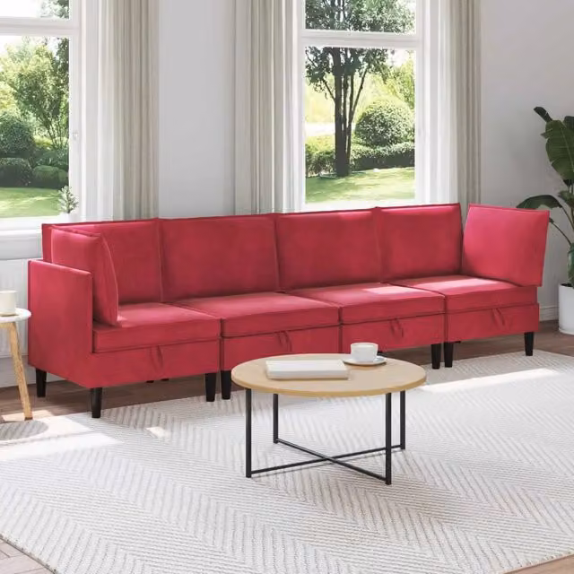 Set di mobili per il soggiorno 4 pz Rosso Vino Velluto 3413749
