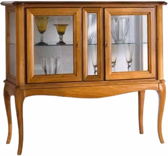 Vetrina classica in legno con ante in vetro e serratura Mobili 2G colore marrone L: 111 cm, P: 44 cm, H: 100 cm – 4