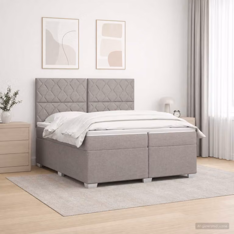 Letto box spring con materasso ibrido vidaXL in tessuto, L/P: 200 x 200 cm
