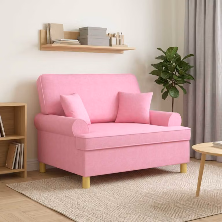Poltrona relax XXL vidaXL in tessuto rosa con cuscini e braccioli