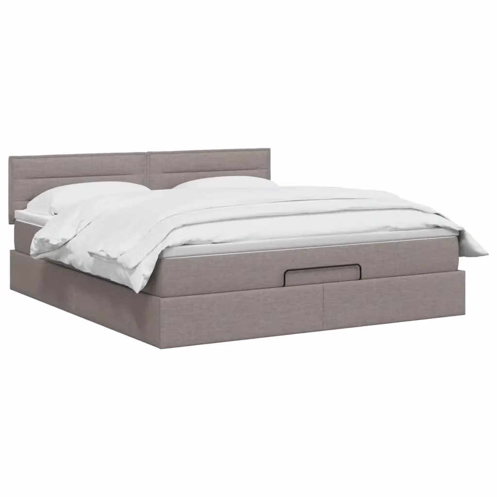 Letto ottomano con contenitore a sollevamento vidaXL in tessuto beige e grigio L/P/H: 180 x 200 x 140 cm – 2