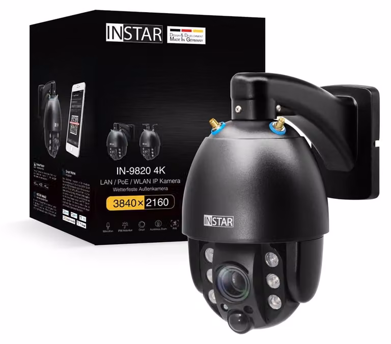 INSTAR IN-9820 4K nero - Versione LAN PoE WLAN