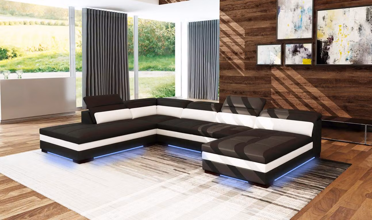 Ledersofa Couch Wohnlandschaft Ecksofa Eck Garnitur Design Modern Sofa 5127