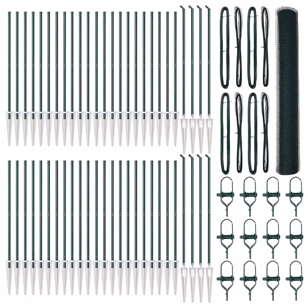 Recinzione esagonale con palo vidaXL in acciaio rivestito in PVC verde, L: 100 cm, H: 120 cm – 2