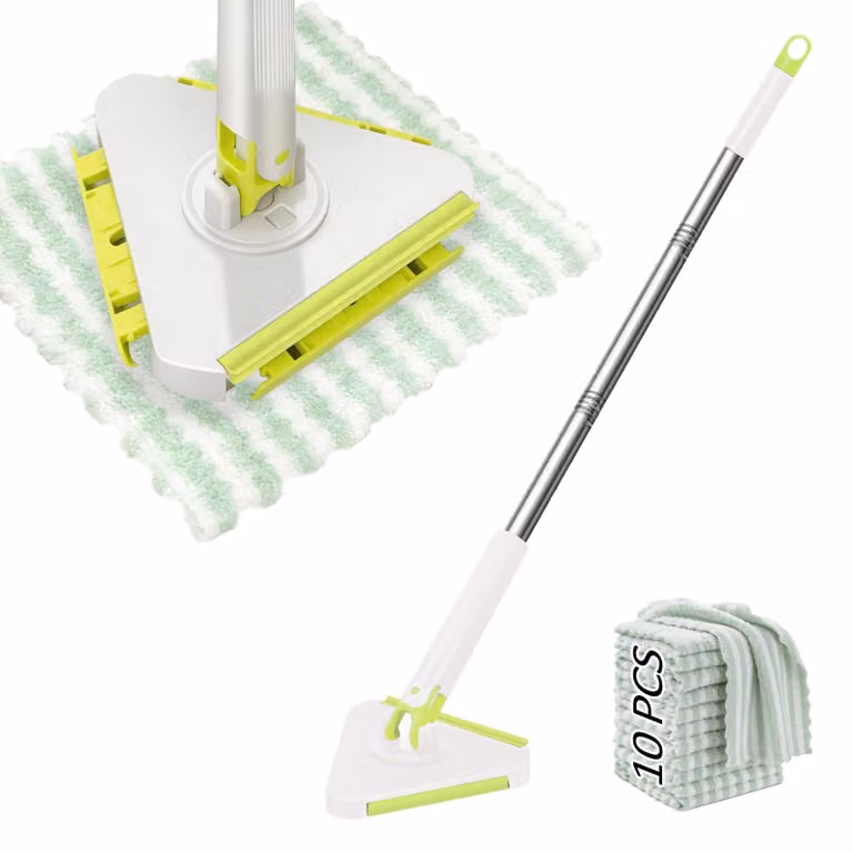 Mini mop con sistema di fissaggio, 10 panni, 16x16 cm, asta da 110 cm