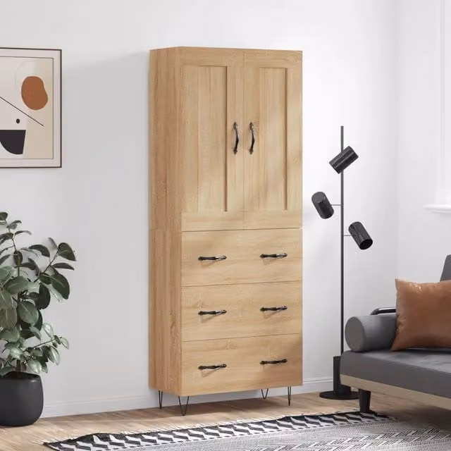 Credenza-Buffet-Armadio da cucina Rovere Sonoma 69,5x34x180 cm in Legno Multistrato 341695
