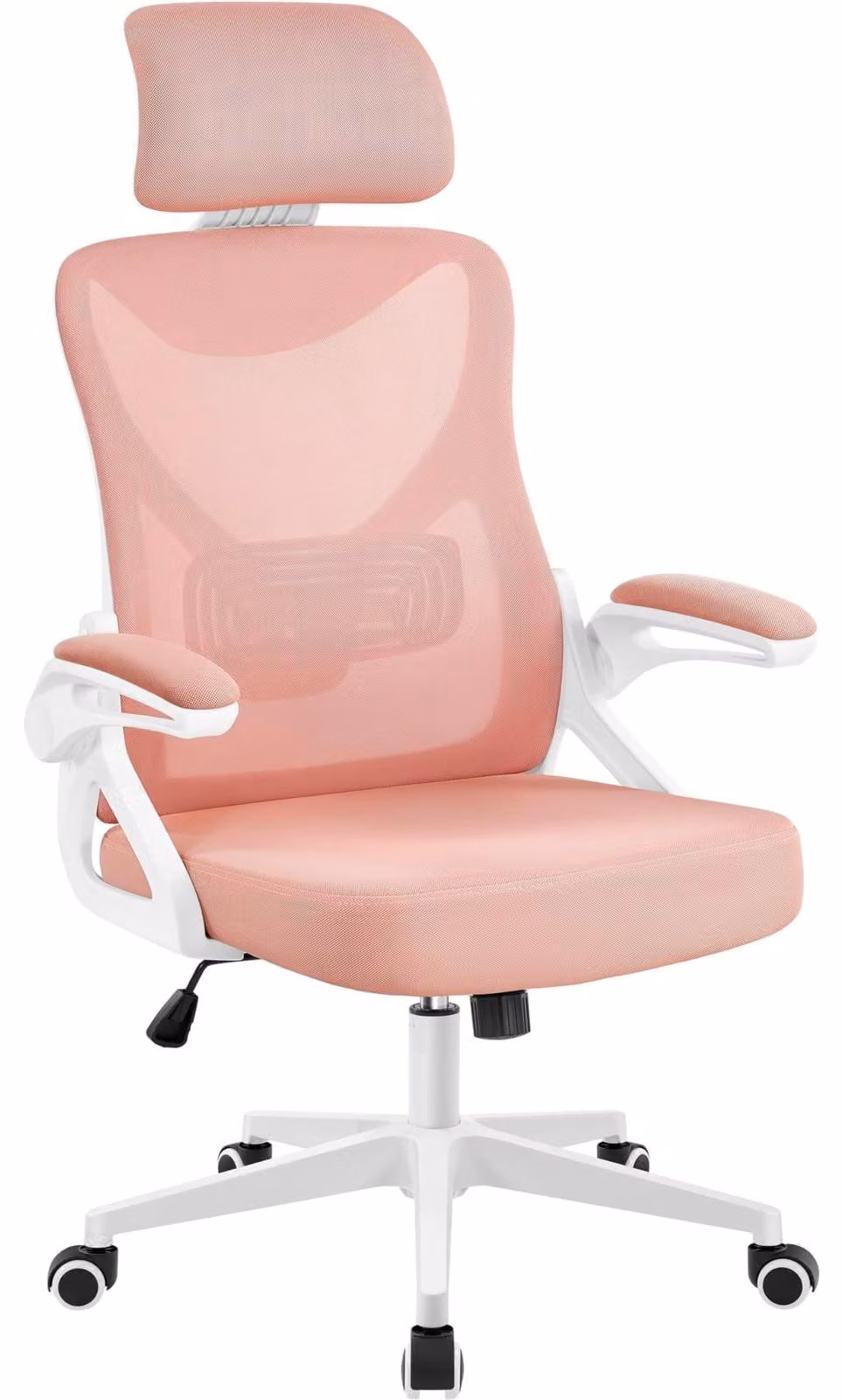 Sedia da ufficio ergonomica - Sedia girevole - Braccioli regolabili - Rosa - Portata fino a 136 kg