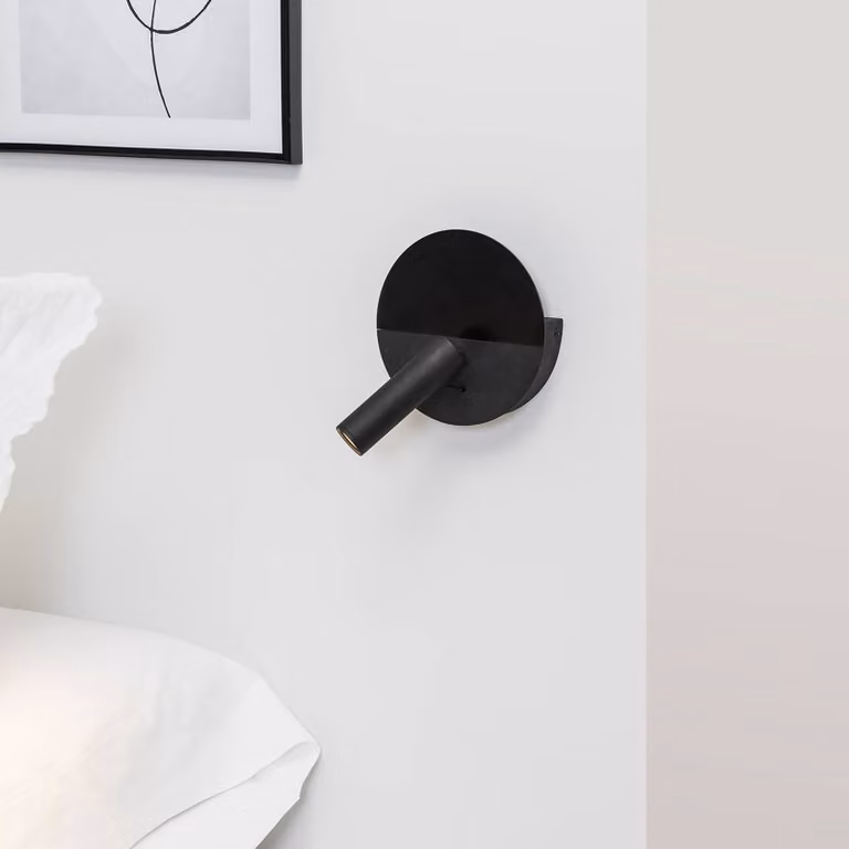 FARO BARCELONA Applique da parete a LED Duas, Nero, Soggiorno / Sala da pranzo, Metallo, Moderno, Applique a LED