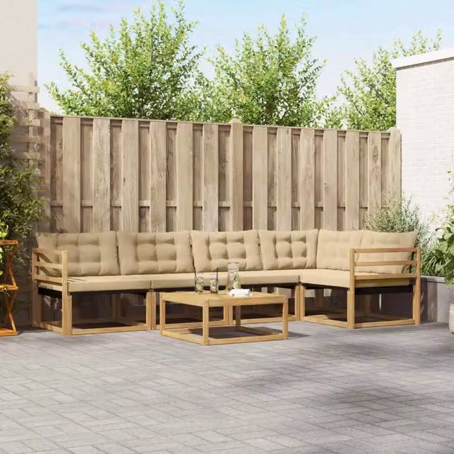 Set di divani da esterno 6 pz Bianco e Beige 3388699