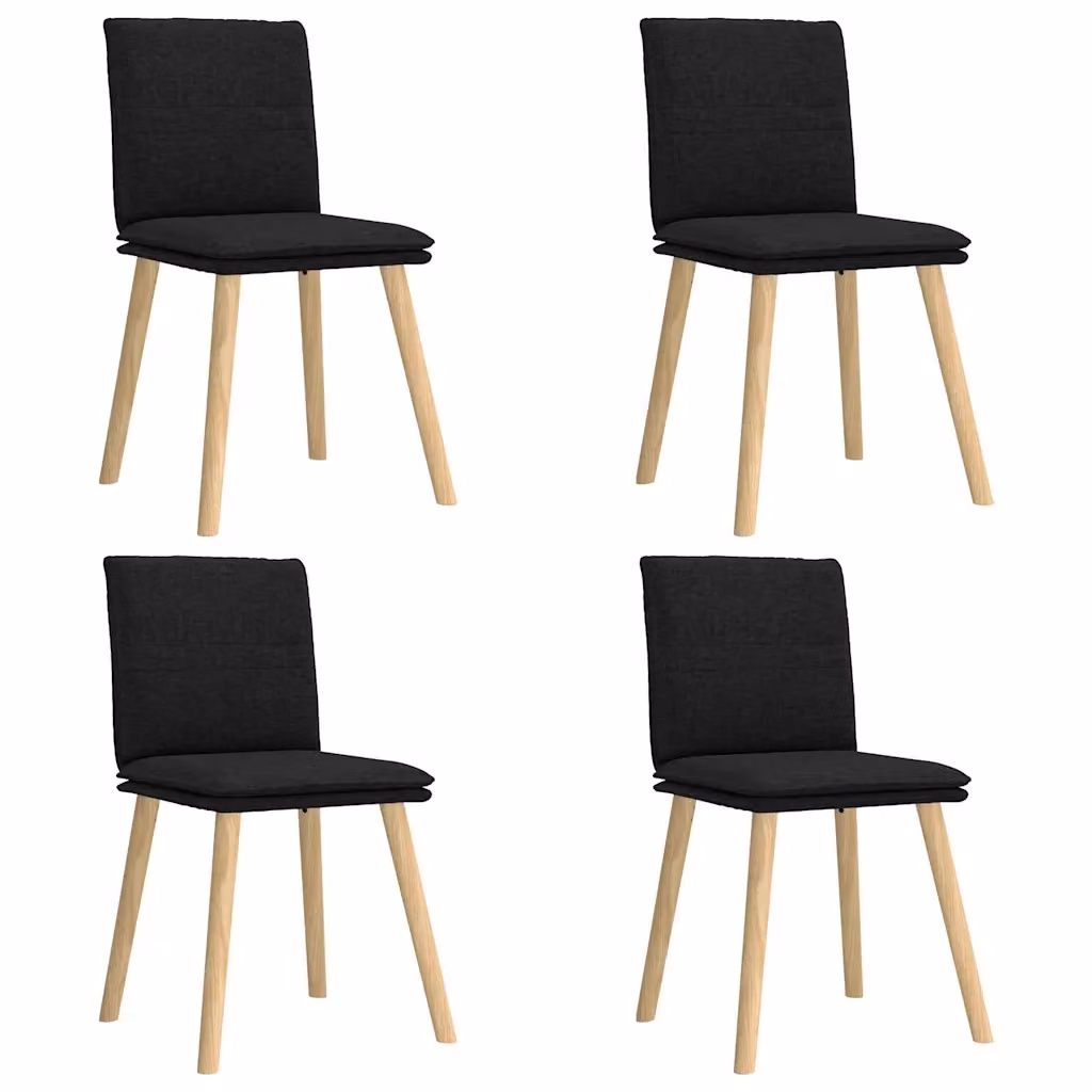 Set di 4 sedie da pranzo vidaXL in tessuto nero con struttura in legno e metallo per cucina e soggiorno – 2