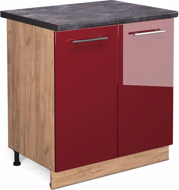 Mobile lavello cucina Fame-Line Bordeaux lucido/Rovere dorato 80 cm, PL Antracite Vicco