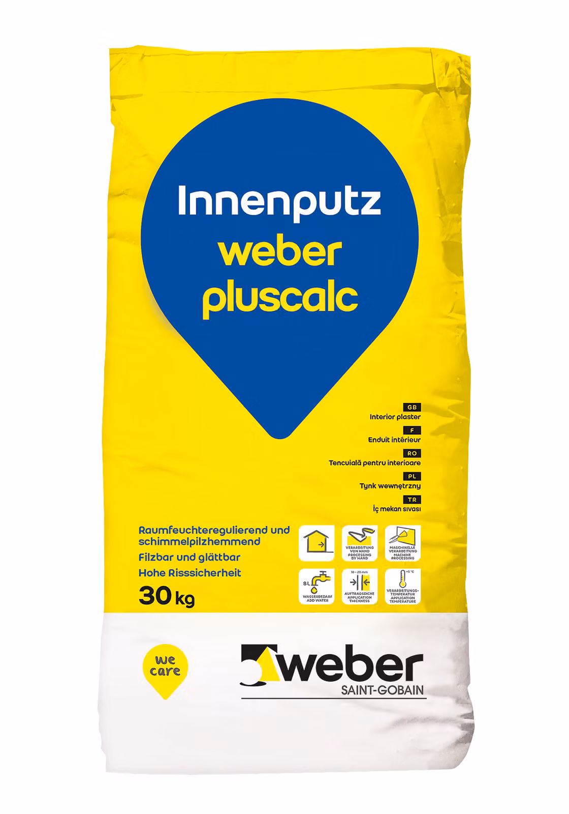 42x weber pluscalc Hybrid-Innenputz zum Glätten und Filzen 30kg