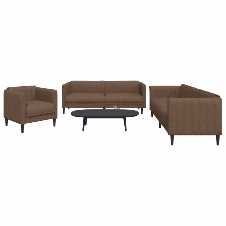 Set di divani 3 pezzi vidaXL in tessuto marrone con design moderno per il tuo soggiorno