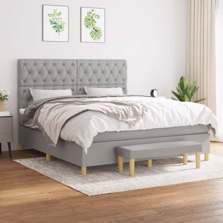 Maison Exclusive - Giroletto a Molle con Materasso Grigio Chiaro160x200 cm Tessuto