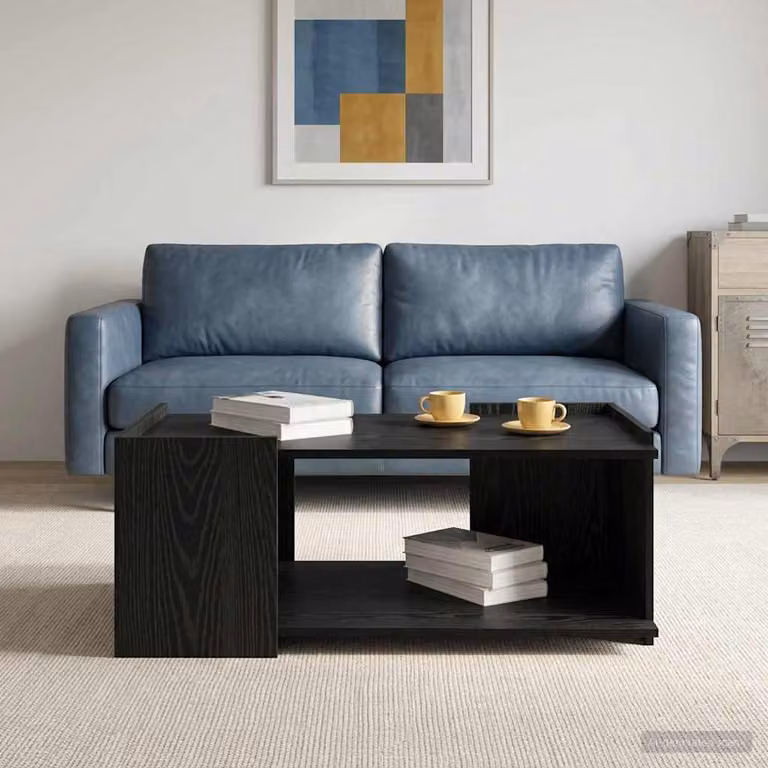 Maison Exclusive - Tavolino da caffè nero, finitura effetto legno di quercia, 90 x 50 x 33 cm, materiale: legno ingegnerizzato