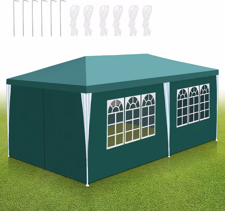 Tenda da festa Ikodm, modello 3x6 metri, con struttura in metallo robusta, impermeabile, adatta a un massimo di 3 persone, colore verde