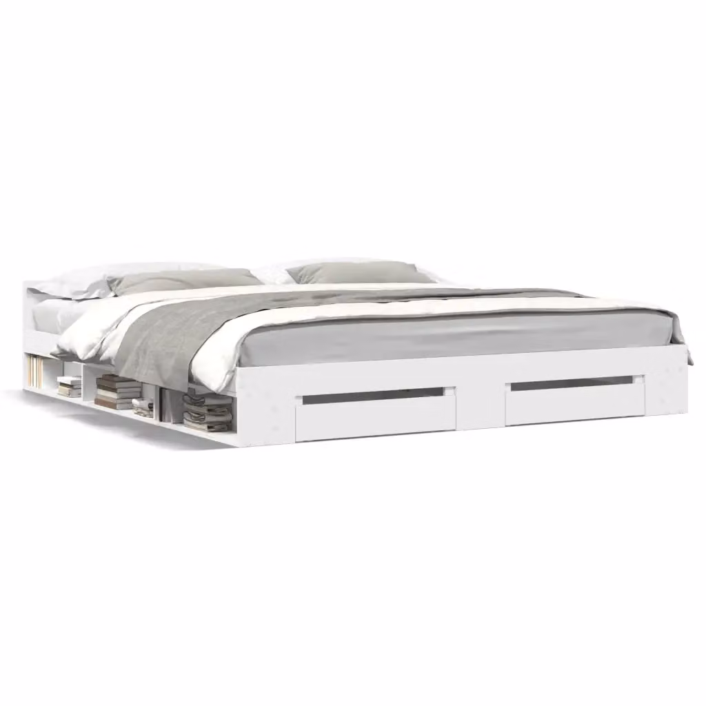 vidaXL Giroletto con Cassetti Bianco in Legno Multistrato L: 180 cm, P: 200 cm, H: 183 cm – 2