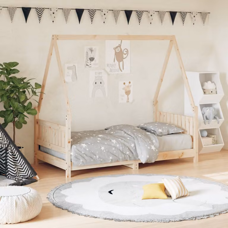 vidaXL Giroletto per Bambini in Legno Massello di Pino Rustico, L/P/H: 160 x 80 x 165,5 cm