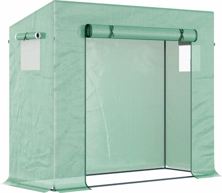 Serra Outsunny, 200 x 76 x 168 cm, serra in plastica con porta a rullo, serra per pomodori con finestra laterale, film reticolato in PE, serra resistente all'inverno per giardino, balcone, orticoltura