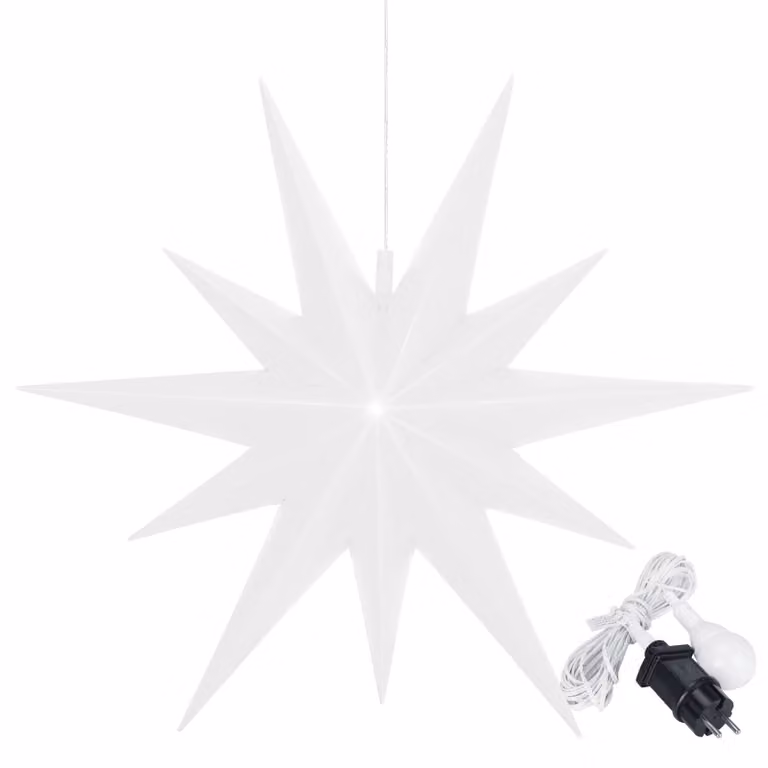 Stella luminosa a LED 2D, extra grande, bianca, diametro 100 cm, 11 punte, con timer