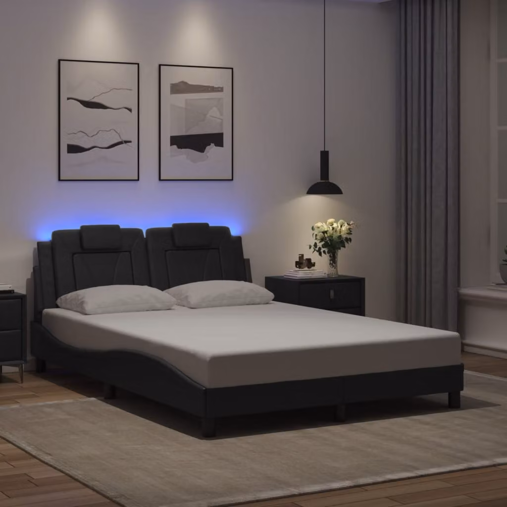 Giroletto Viana vidaXL con LED e porta USB, Nero, L/P/H: 190 x 140 x 103,5 cm